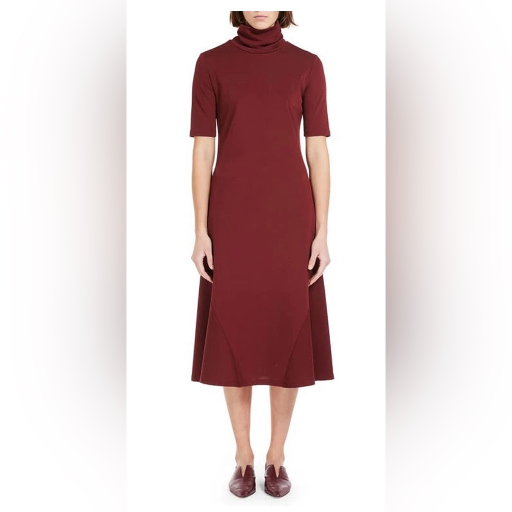 NWT MaxMara Moda Jersey Turtleneck MIDI Dress brick red XL $460